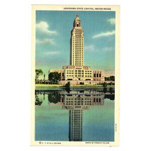 Vintage Postcard Louisiana State Capitol Baton Rouge Colorful Scenic Building